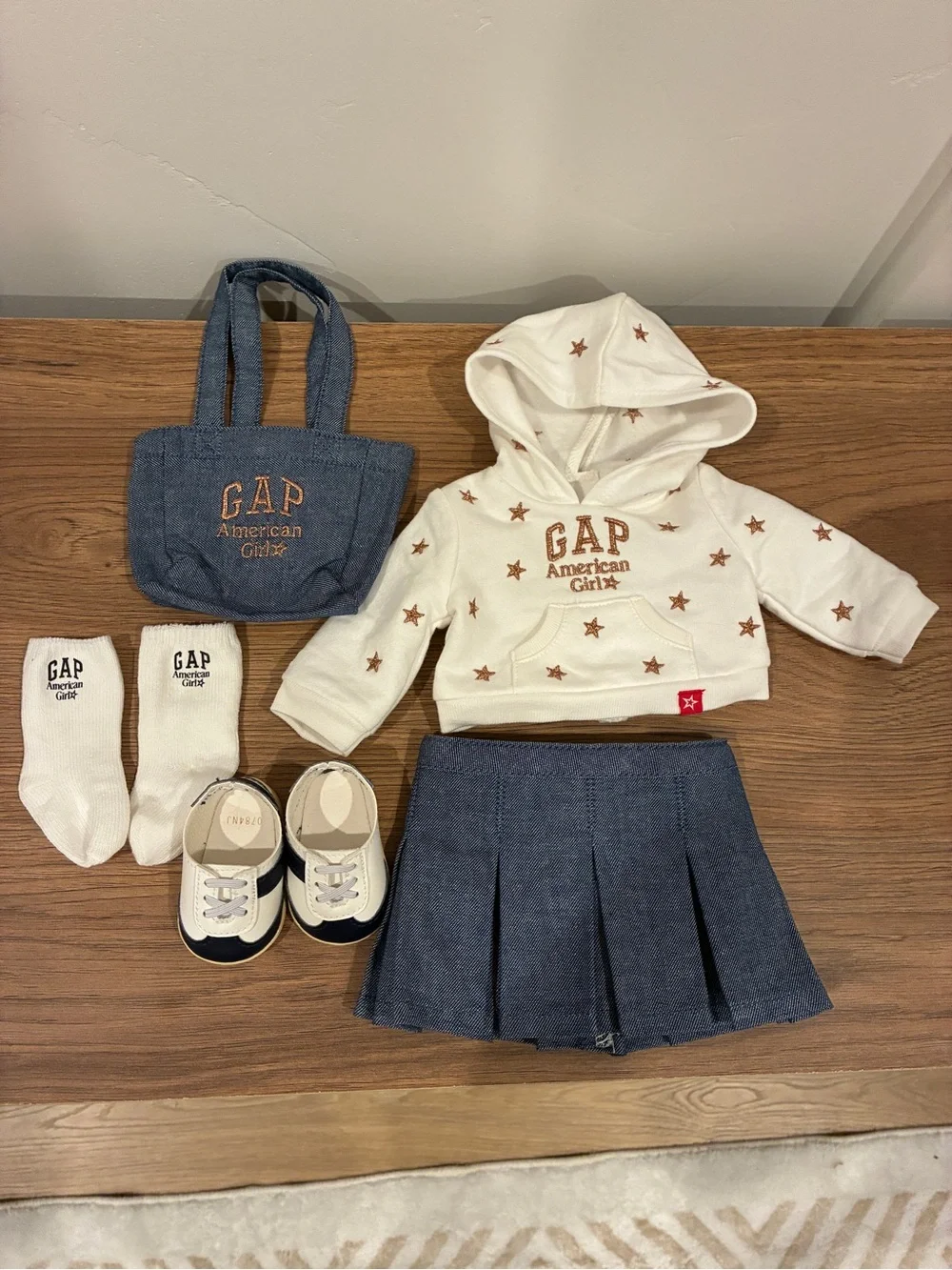 American Girl x GAP White Star Hoodie & Denim Skirt Doll Outfit